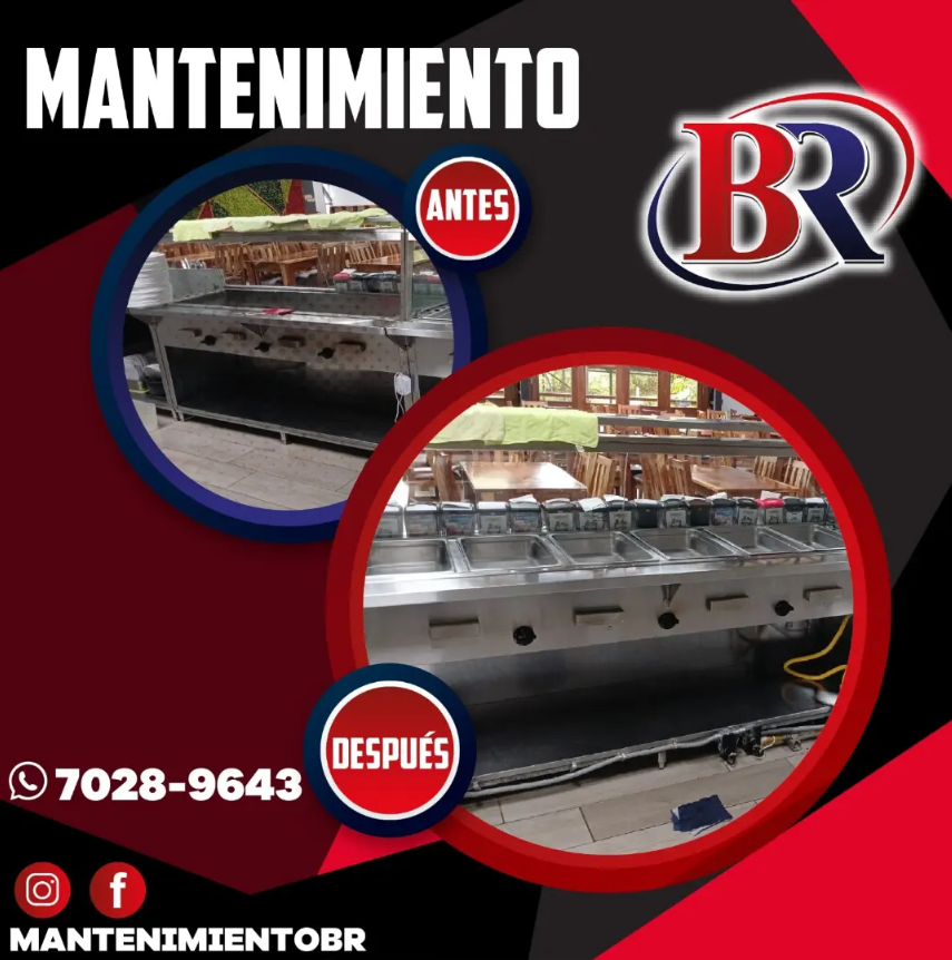 Antes y después del mantenimiento de una línea de servicio en acero inoxidable